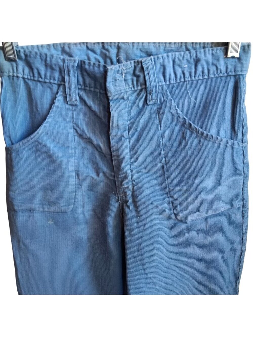 True Vintage Corduroy Jeans Bootcut 28x30 Blue 1970's Disco Glam Distressed
